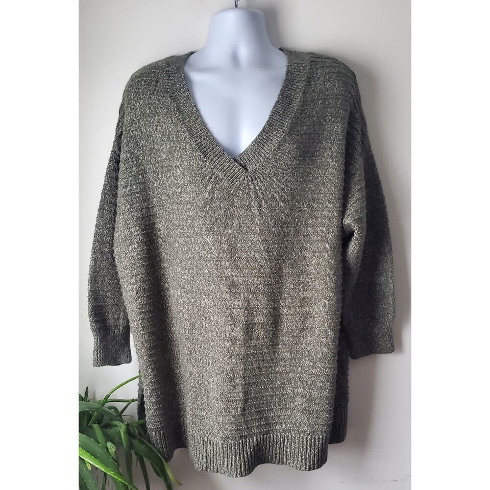 Old Navy Womens Green Long Sleeve Vneck Sweater Size 4X Preppy Casual St Patrick